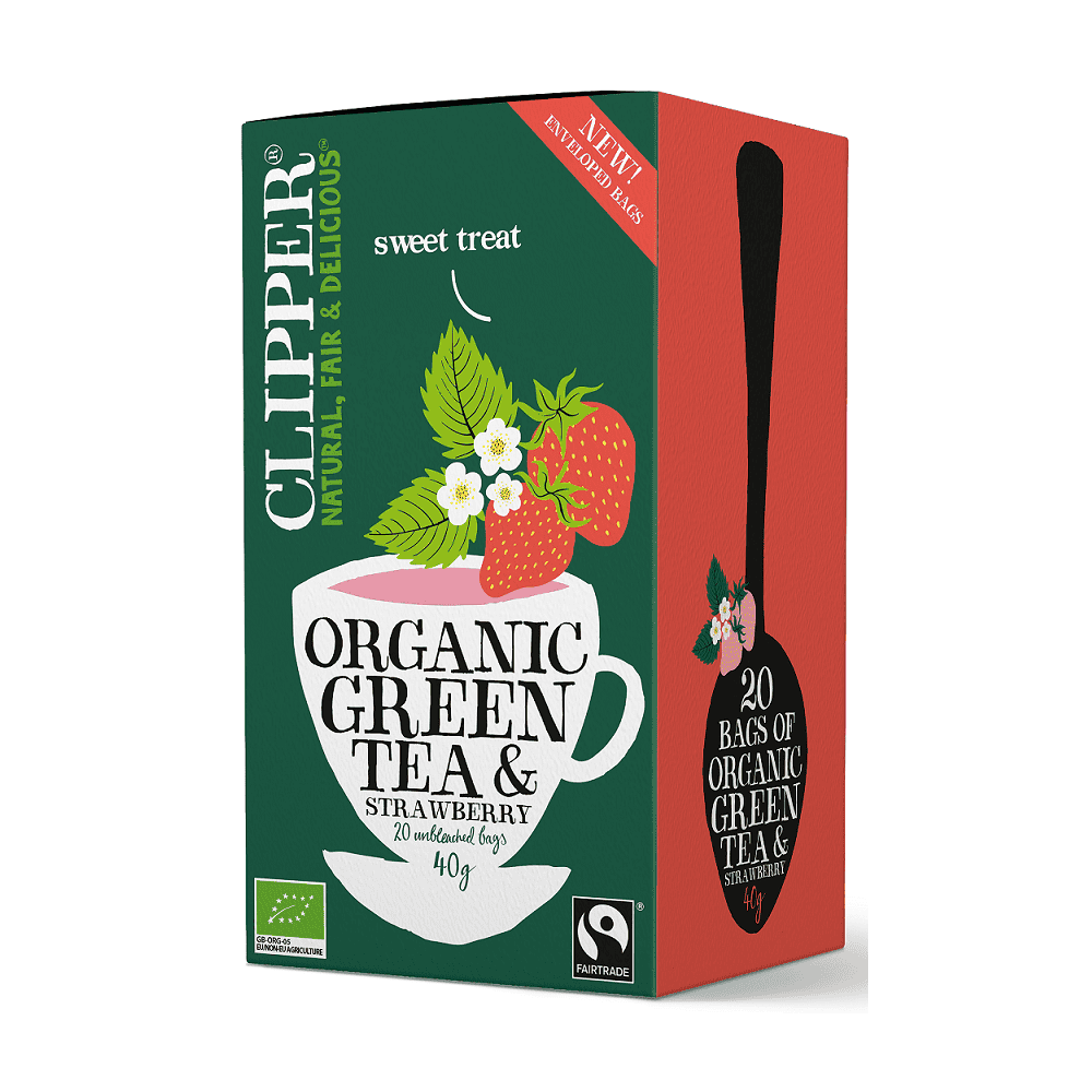 Clipper herbata zielona z truskawką fair trade BIO 40 g (20 x 2g)