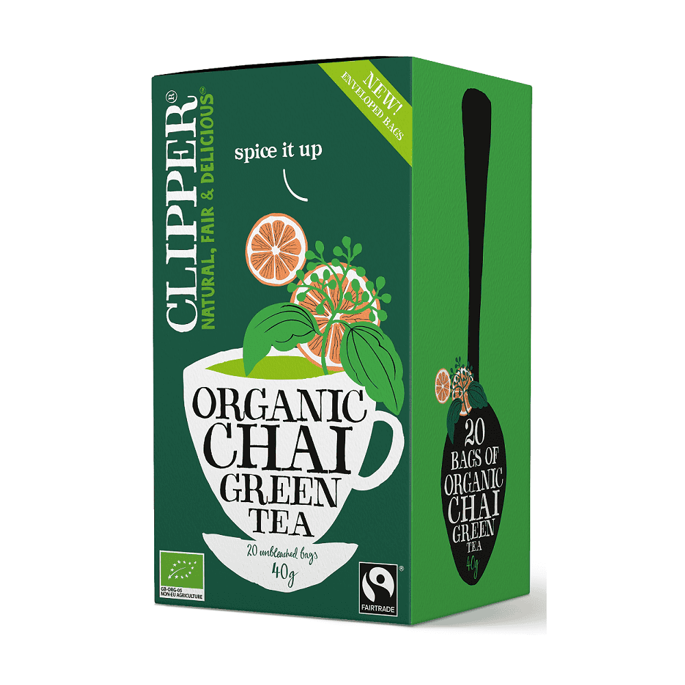 Clipper herbata zielona chai z cynamonem i kardamonem fair trade BIO 40 g (20 x 2g)