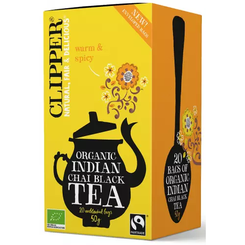 Clipper herbata czarna chai z cynamonem i goździkami fair trade BIO 50g (20 x 2,5g)