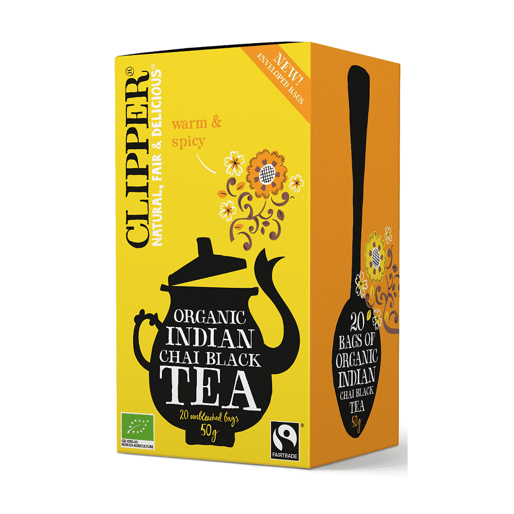 Clipper herbata czarna chai z cynamonem i goździkami fair trade BIO 50g (20 x 2,5g)