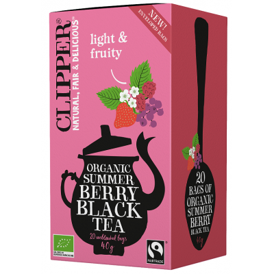 Clipper herbata czarna z czarną porzeczką maliną i truskawką fair trade BIO 40 g (20 x 2g)